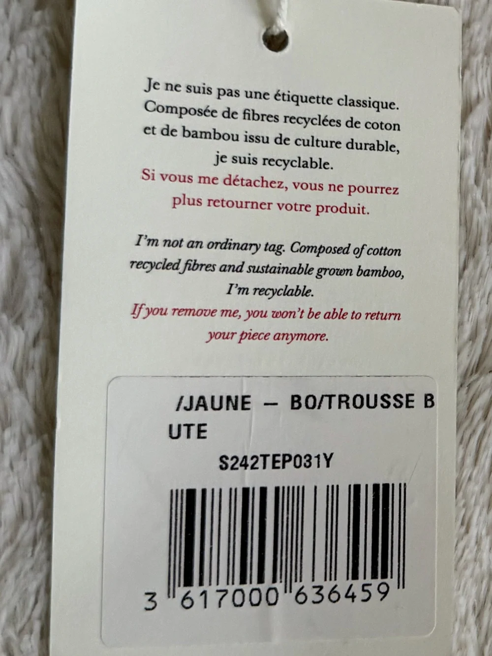 Sezane Jute Bonjour Beauty Case NWT